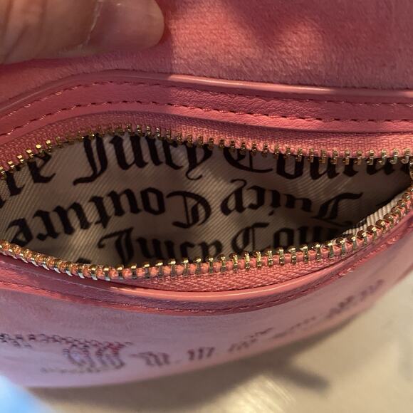 Juicy Couture Small RAINBOW JUICY BACKPACK Pink Lemonade Velvet Purse 10” New - Picture 4 of 6